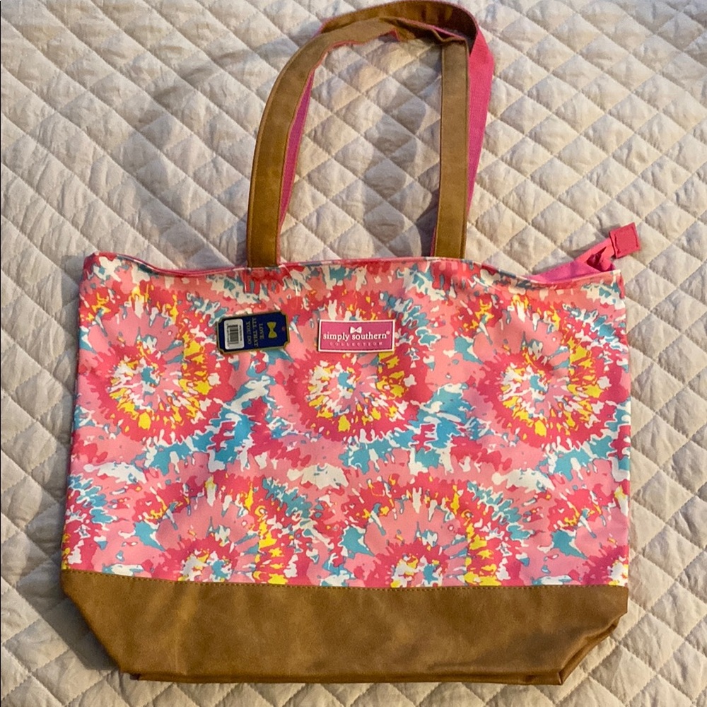 Simply Southern Pink and Brown Tie Dye Tote